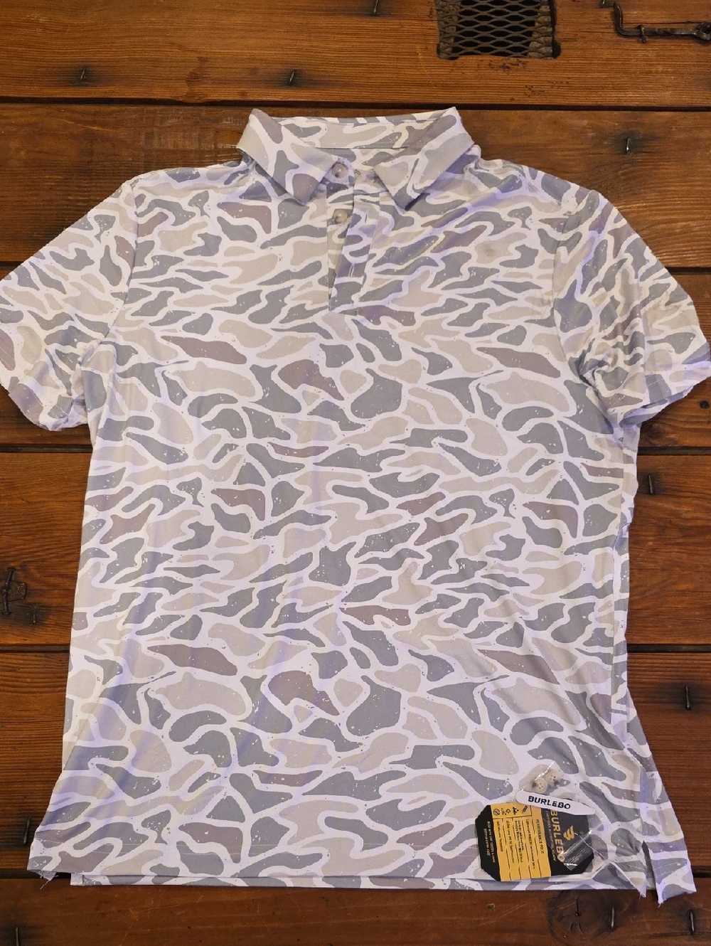 BURLEBO Light Gray & White Camo-Print Polo